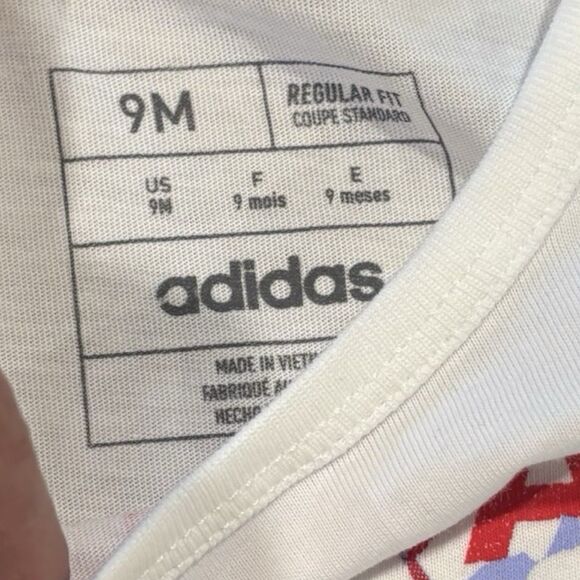 Adidas Baby Bodysuit 9M Long Sleeve Logo Bodysuit White New With Tags - Picture 2 of 2